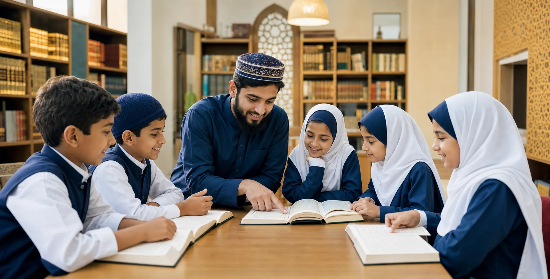 Students learning Quran with their teacher