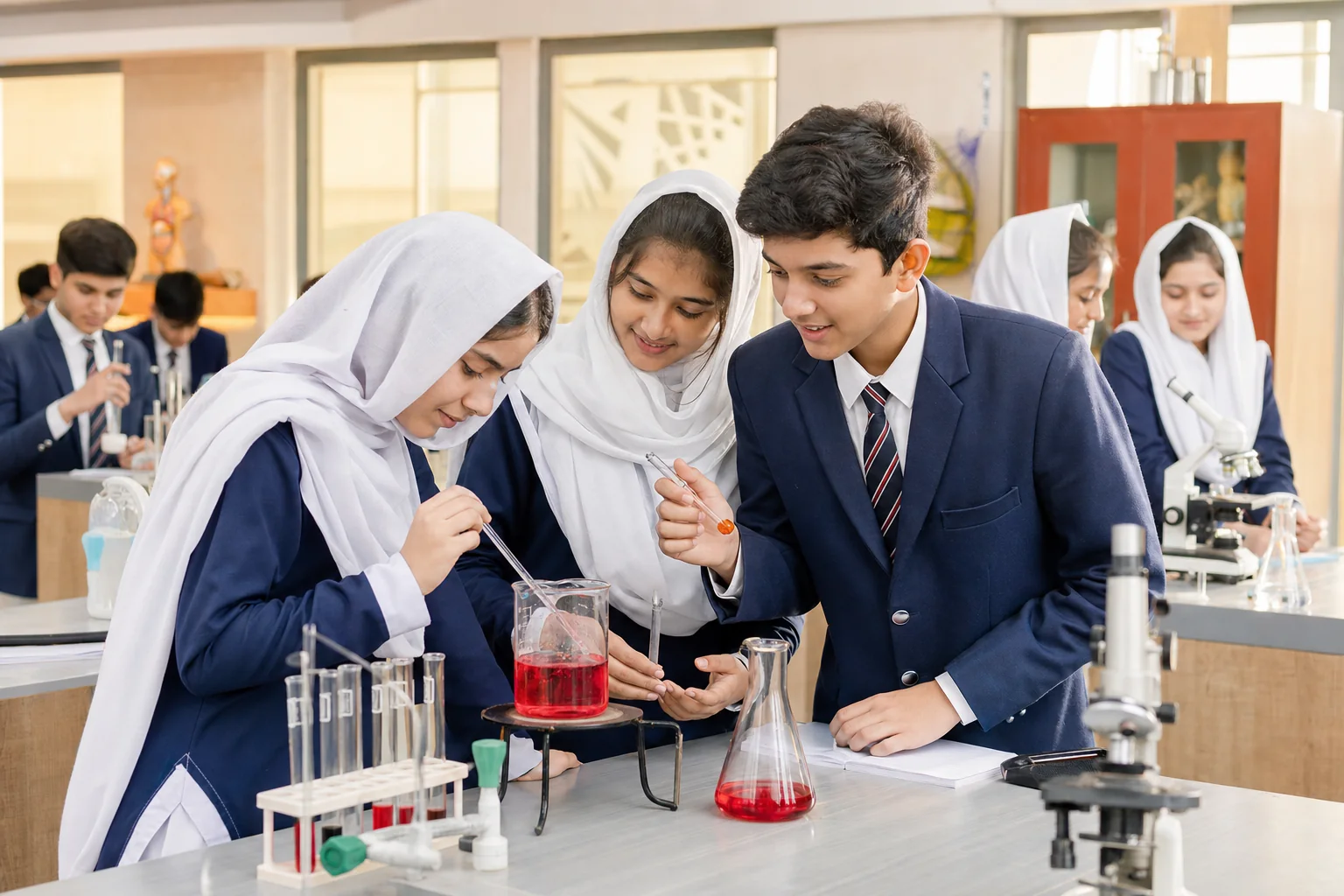 Students collaborating in a science laboratory